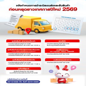 แจ้งกำหนดการชำระบิลก่อนหยุดยาวปีใหม่